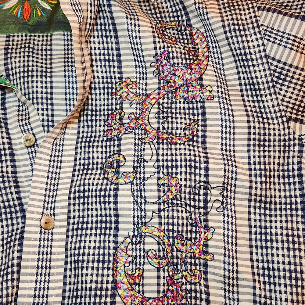 Robert Graham Plaid Embroidered Mens Shirt Suze Large - Picture 9 of 16